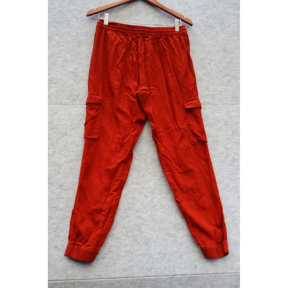 Banana Republic Womens Red Linen Blend Cargo Jogger Pants 745978-01 Small